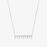 Bar Necklace In 18K Solid White Gold With Diamonds