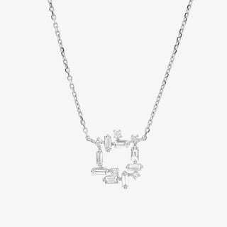 Square Cocktail Necklace In 18K Solid White Gold With Diamonds