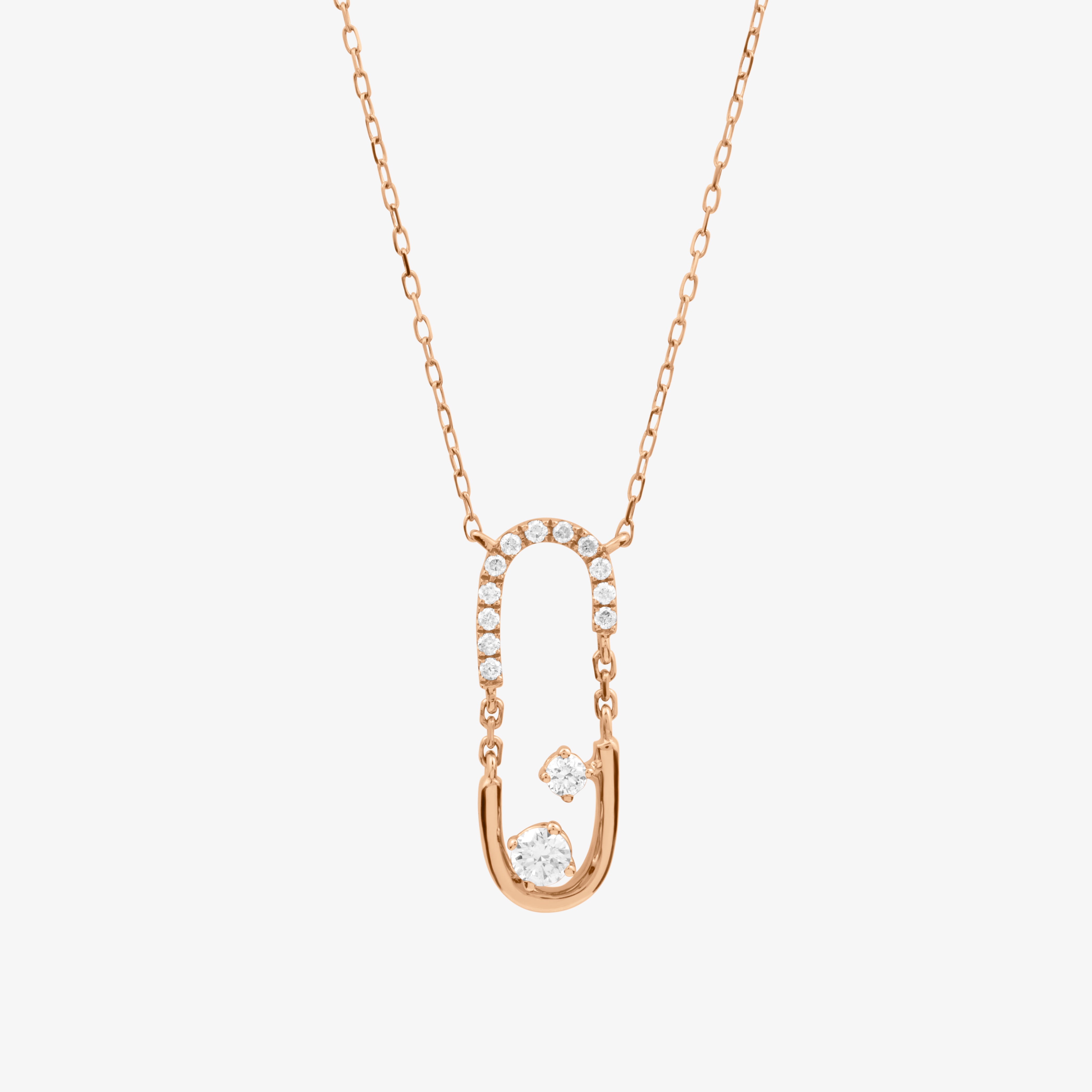 Link Necklace In 18K Solid Rose Gold With Diamonds