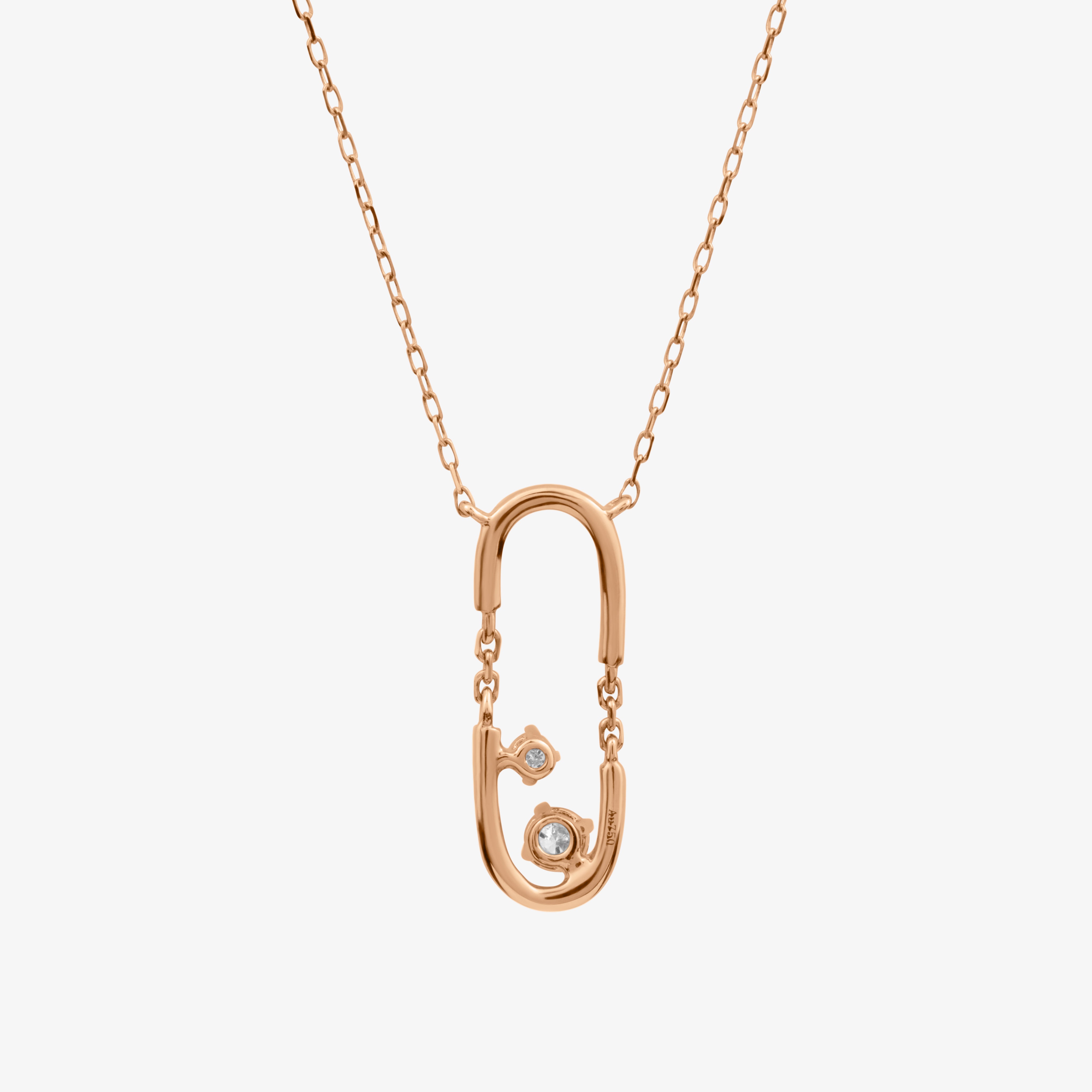Link Necklace In 18K Solid Rose Gold With Diamonds