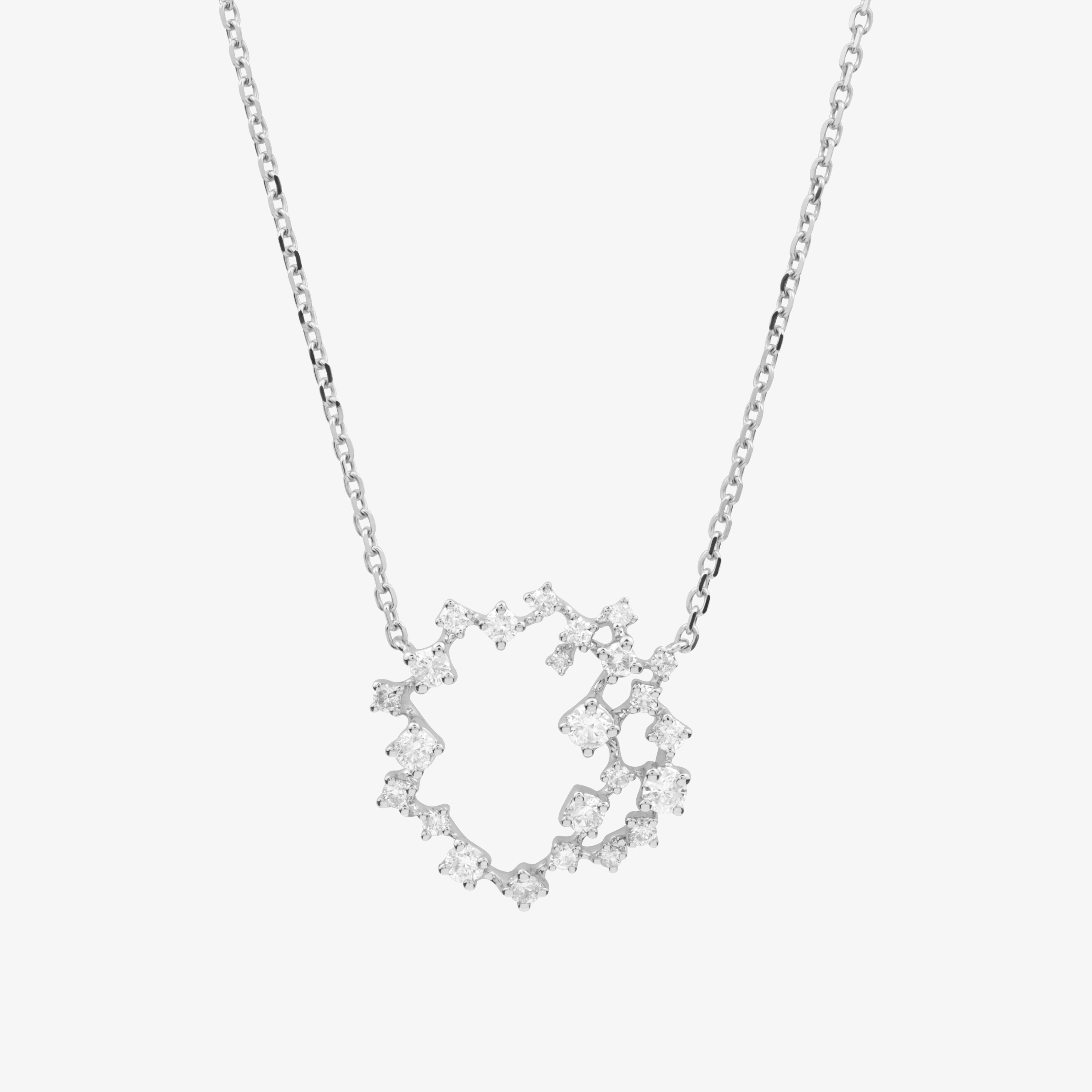 Round Scatter Necklace In 18K Solid White Gold With Diamonds
