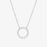 Circle Necklace In 18K Solid White Gold With Diamonds