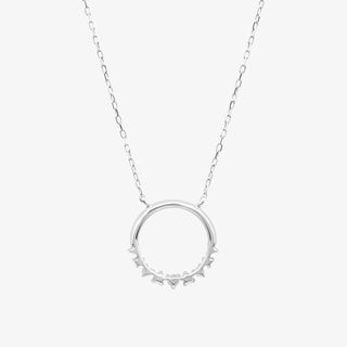 Circle Necklace In 18K Solid White Gold With Diamonds