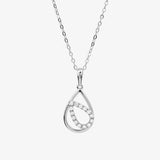 Pear Necklace In 18K Solid White Gold With Diamonds