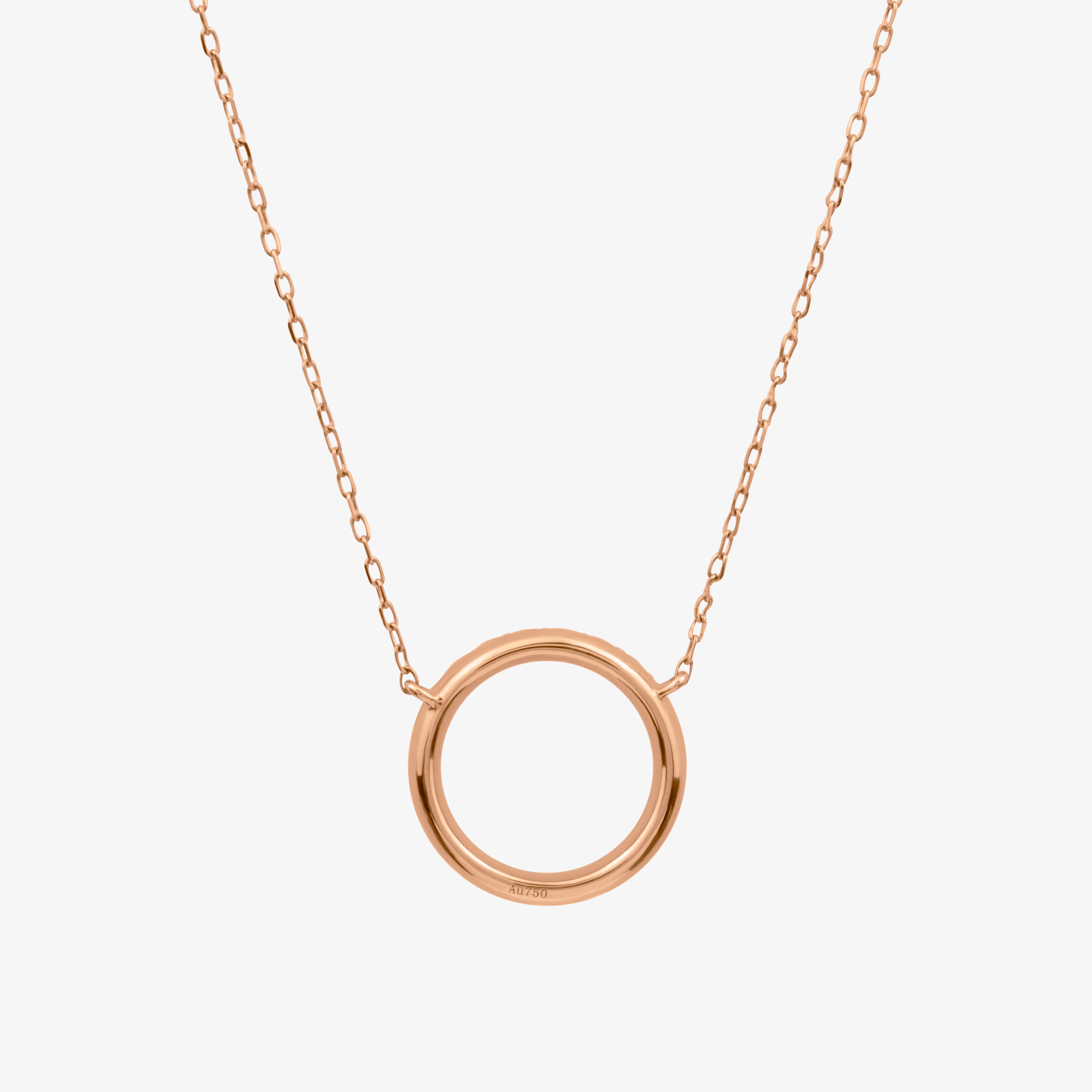 Circle Necklace In 18K Solid Rose Gold With Diamonds