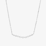 Graduated Curving Bar Necklace In 18K Solid White Gold With Diamonds