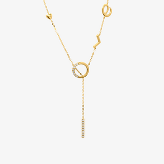 Love Necklace In 18K Solid Yellow Gold With Diamonds
