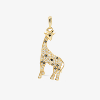 Giraffe Pendant In 14K Solid Yellow Gold With Diamonds
