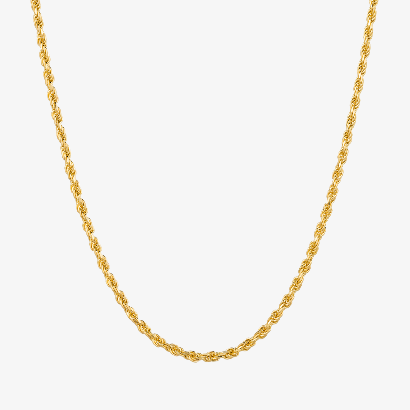 Diamond-Cut Solid Rope Chain, 2mm