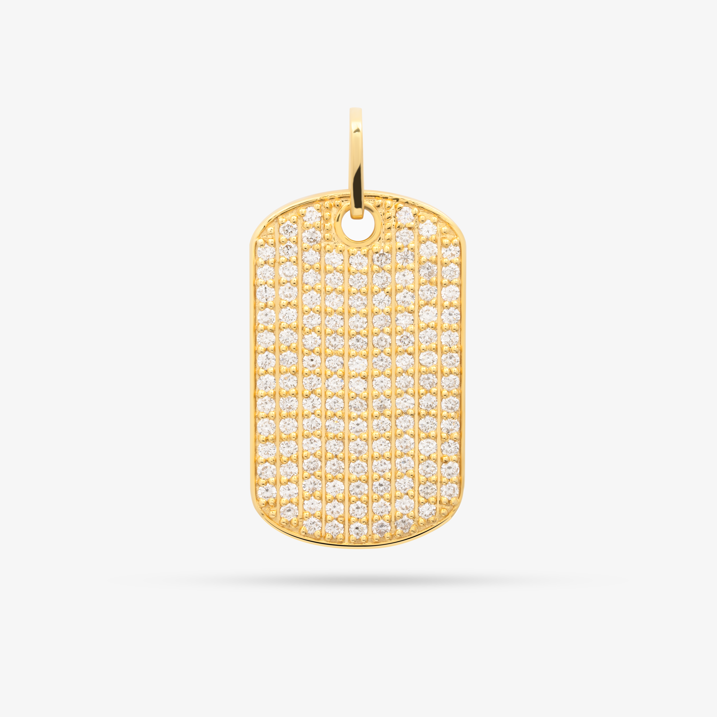 Tag Pendant In 14K Solid Yellow Gold With Diamonds