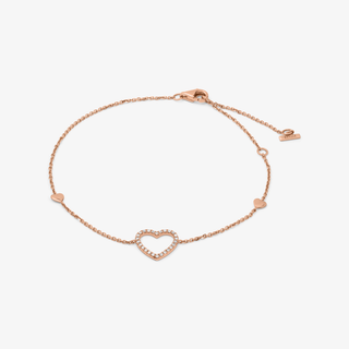 Heart Bracelet In 18K Solid Rose Gold With Diamonds