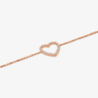 Heart Bracelet In 18K Solid Rose Gold With Diamonds