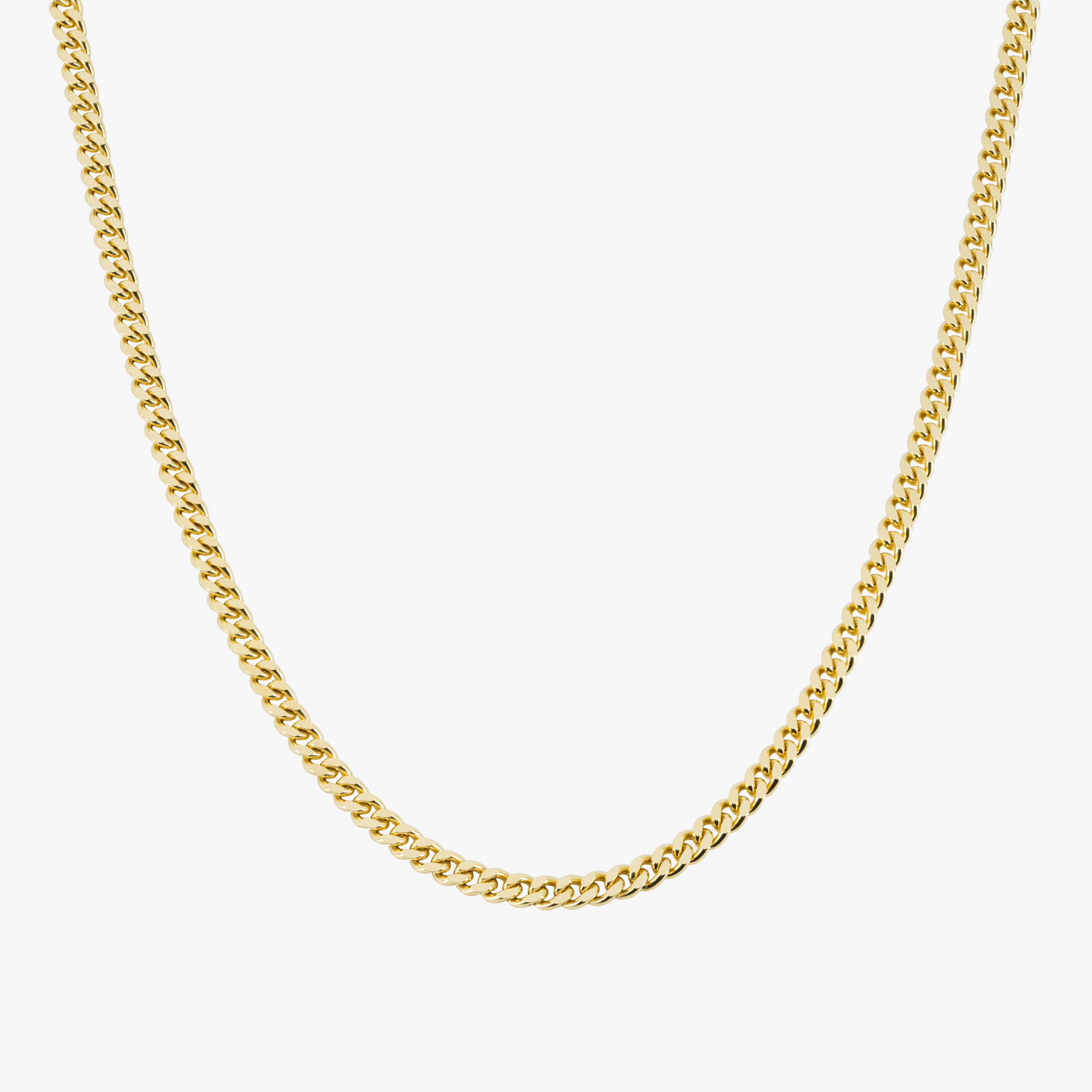 2mm Cuban Link Chain In 14K Solid Yellow Gold