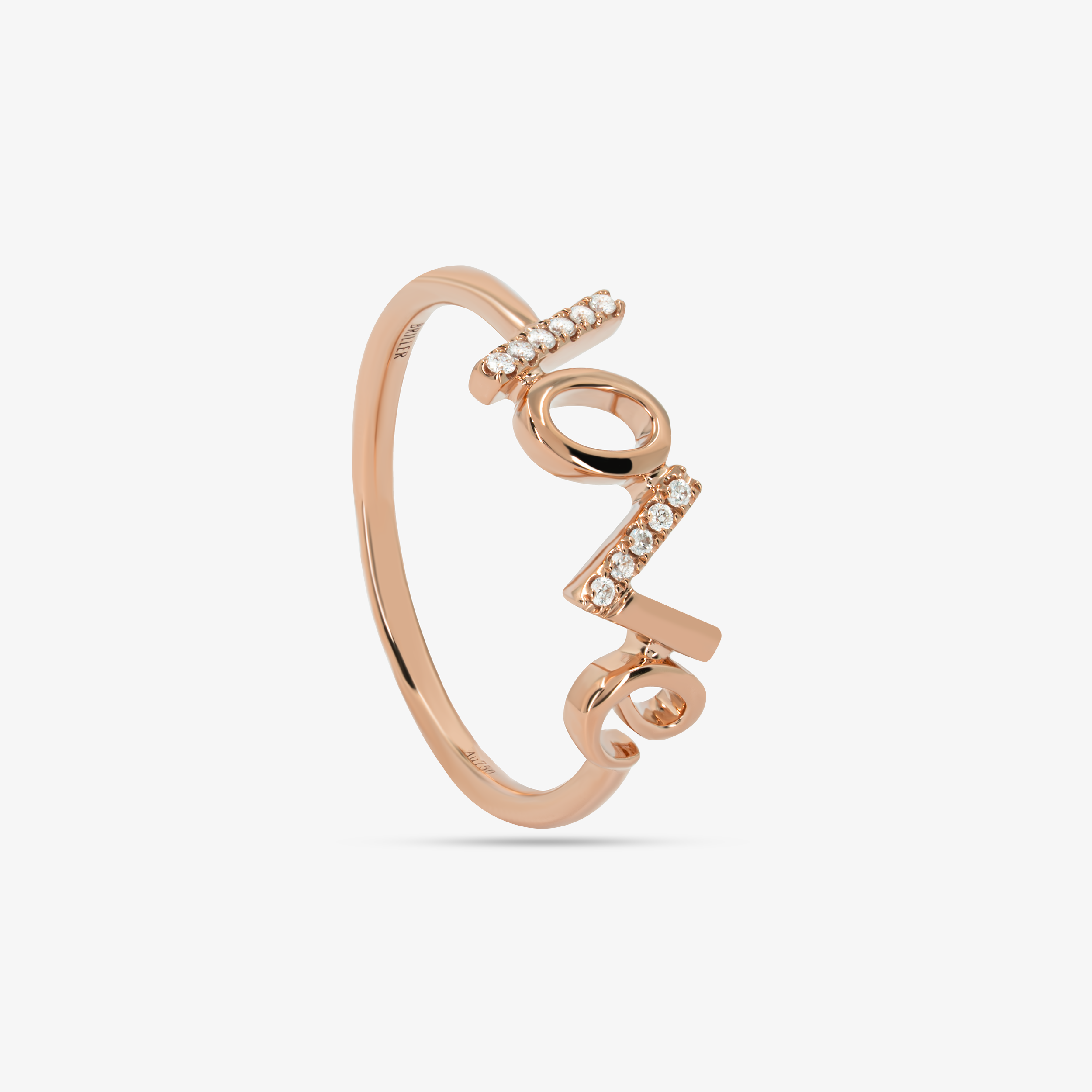 Love Ring In 18K Solid Rose Gold With Diamonds