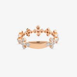 Floral Ring In 18K Solid Rose Gold With Diamonds