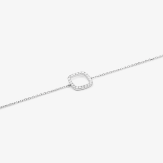 Square Bracelet In 18K Solid White Gold With Diamonds