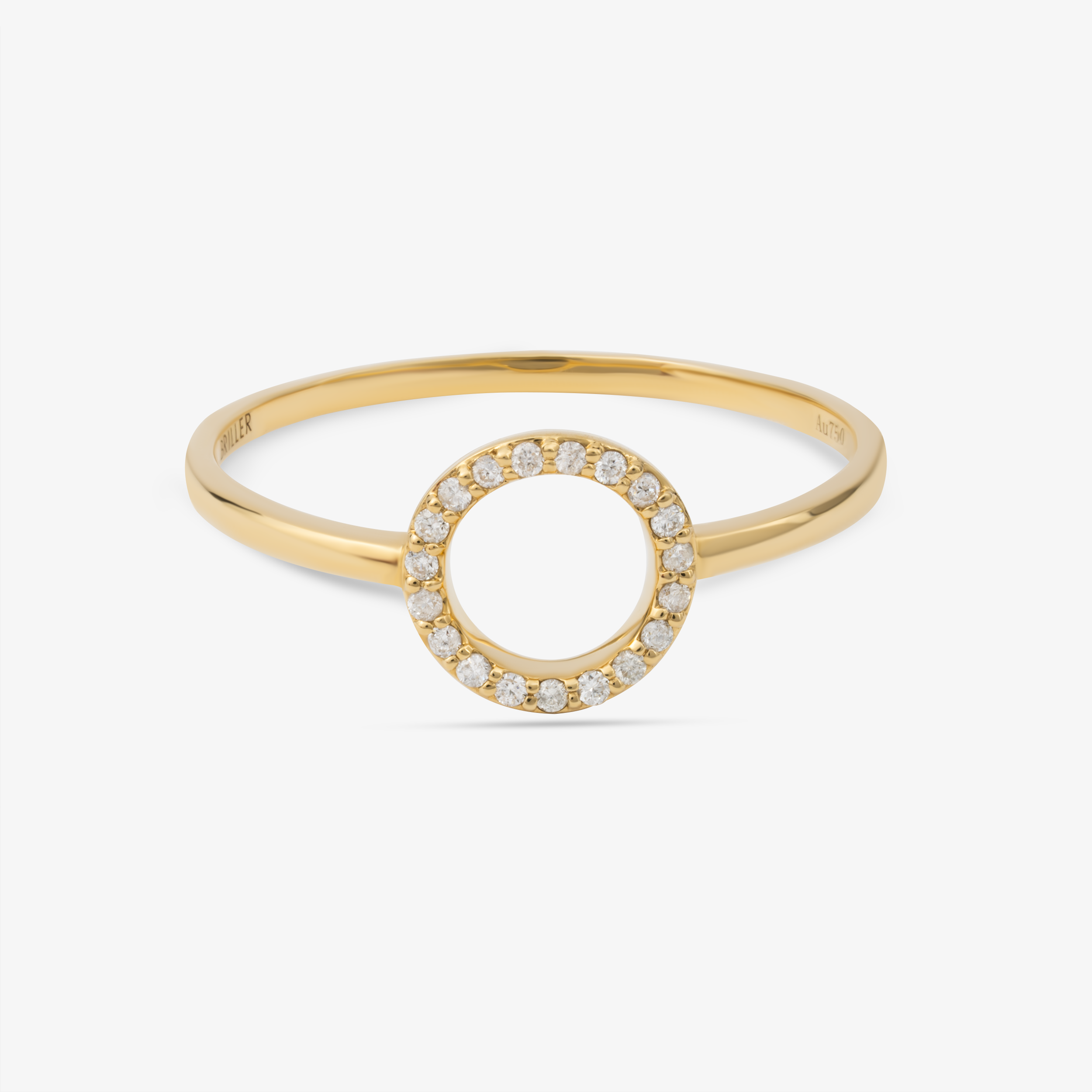 Circle Ring In 18K Solid Yellow Gold With Diamonds