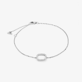 Square Bracelet In 18K Solid White Gold With Diamonds