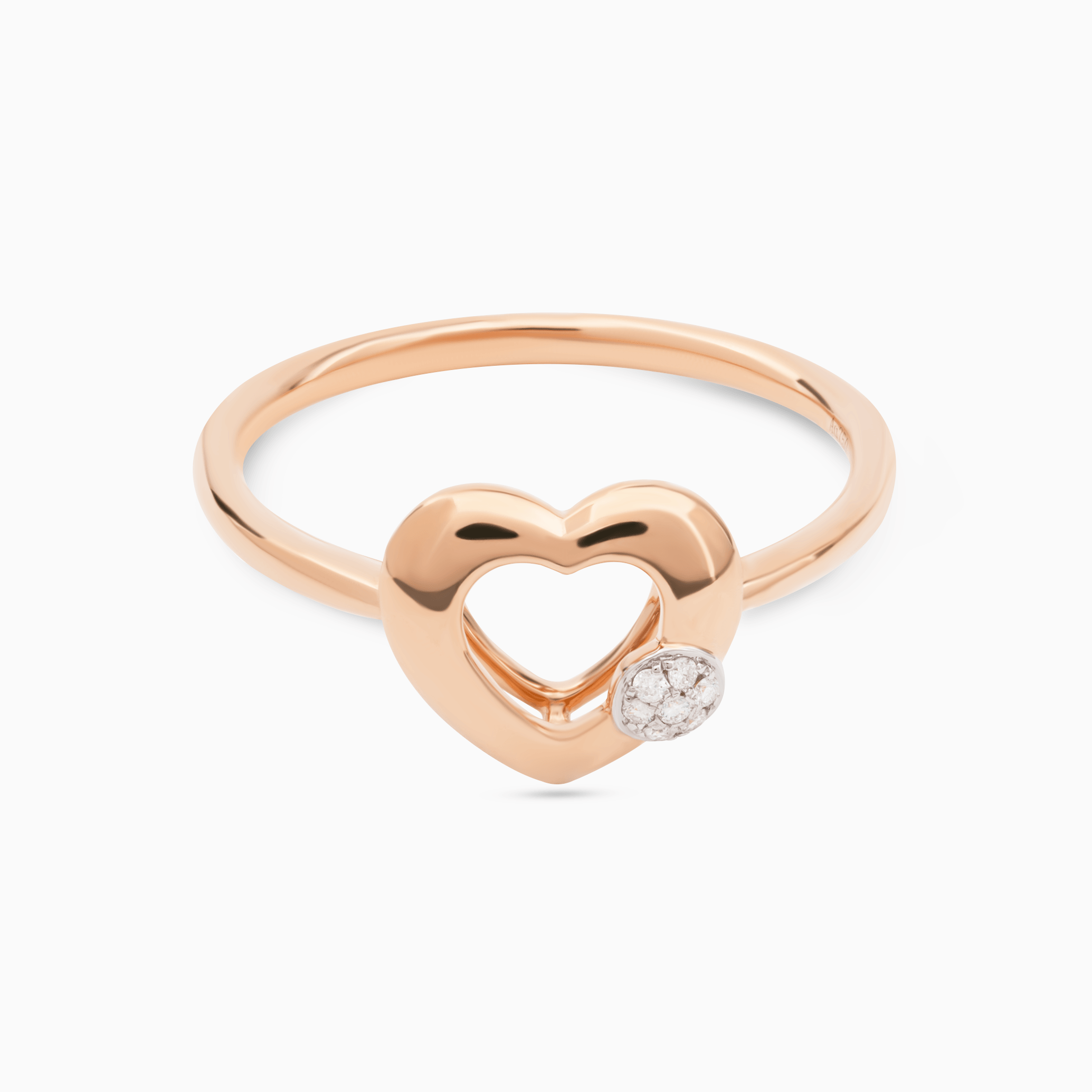 Heart Ring In 18K Solid Rose Gold With Diamonds