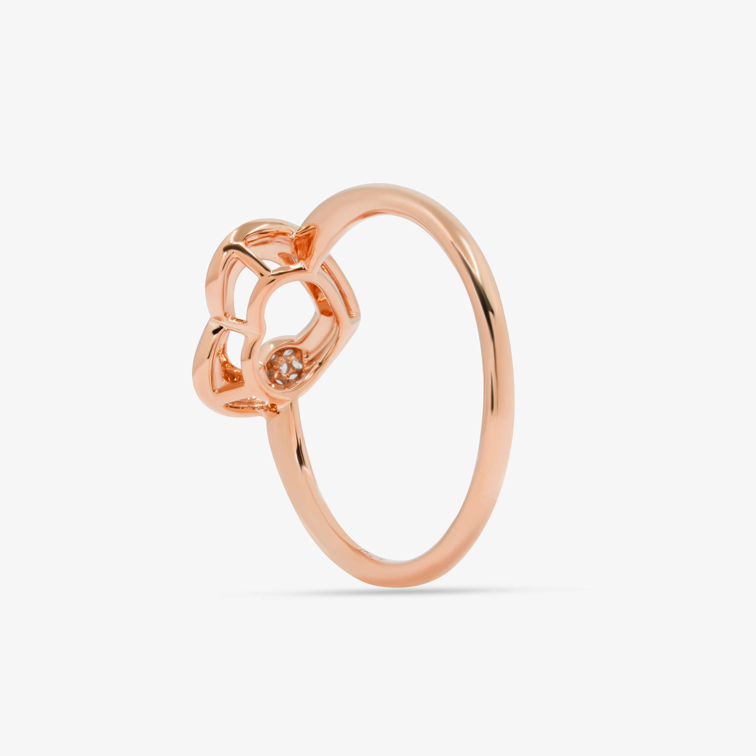Heart Ring In 18K Solid Rose Gold With Diamonds