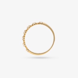 Diamond Row Ring In 18K Solid Yellow Gold With Diamonds