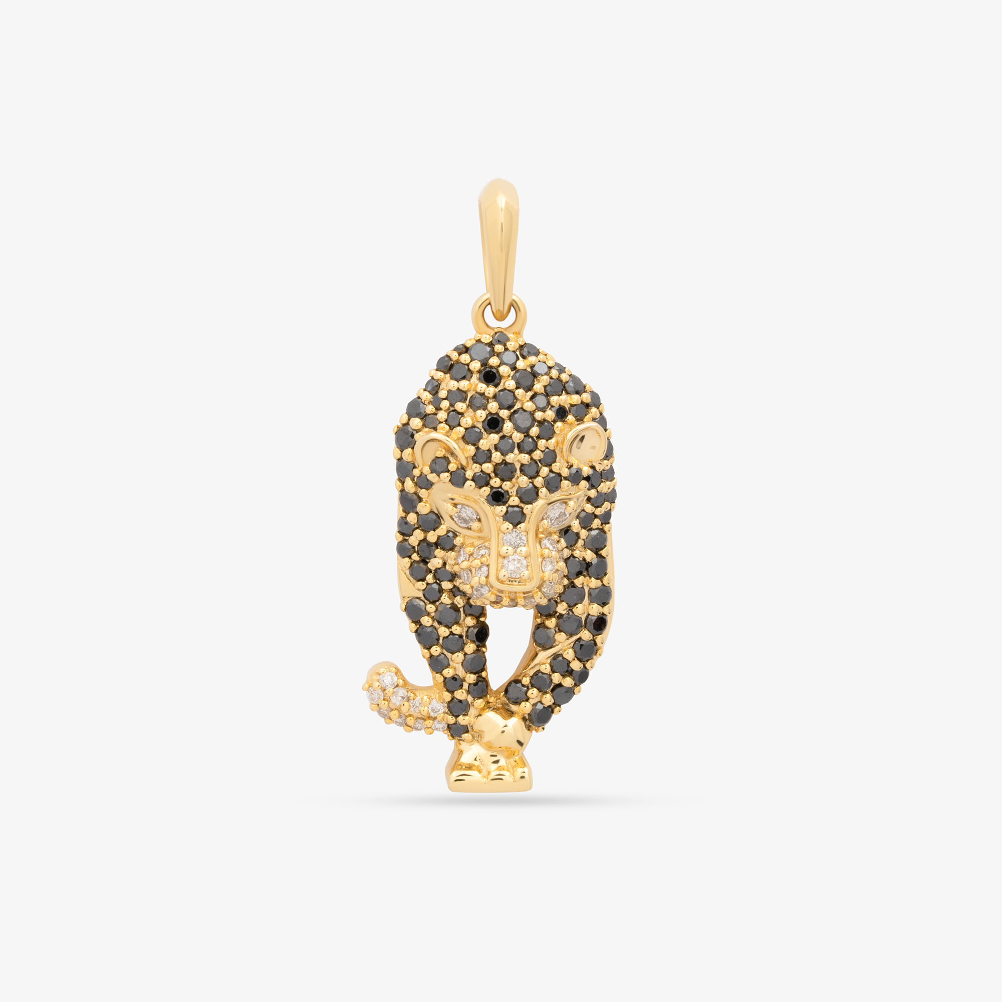 Black Panther Pendant In 14K Solid Yellow Gold With Diamonds