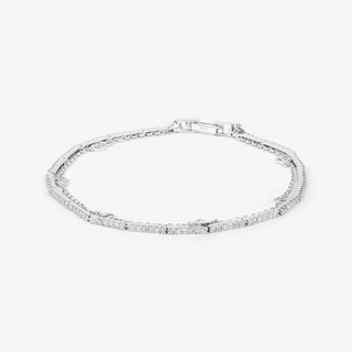 Two Layer Diamond Bracelet In 18K Solid White Gold