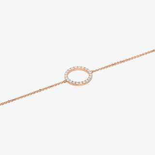 Circle Bracelet In 18K Solid Rose Gold With Diamonds