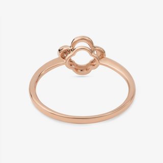 Clover Ring In 18K Solid Rose Gold With Diamonds