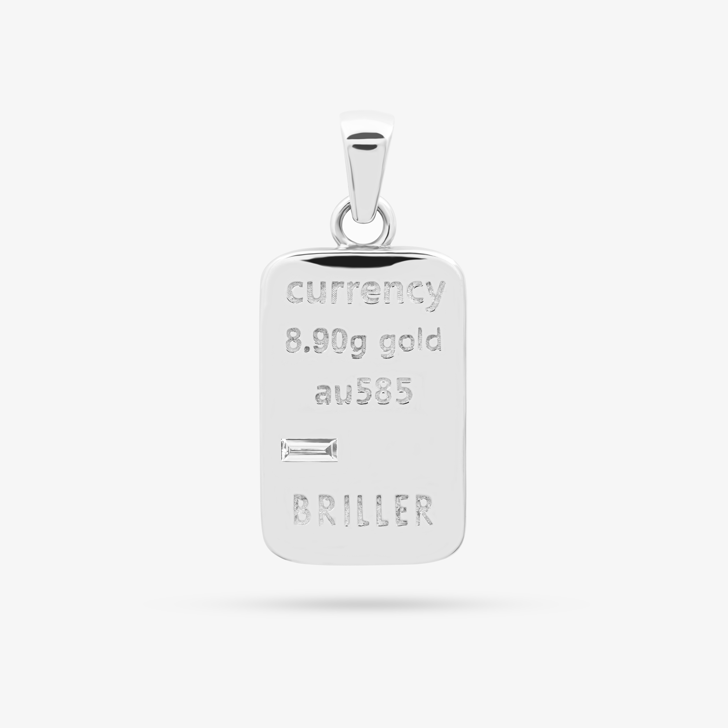 Currency Pendant In 14K Solid White Gold With Diamonds