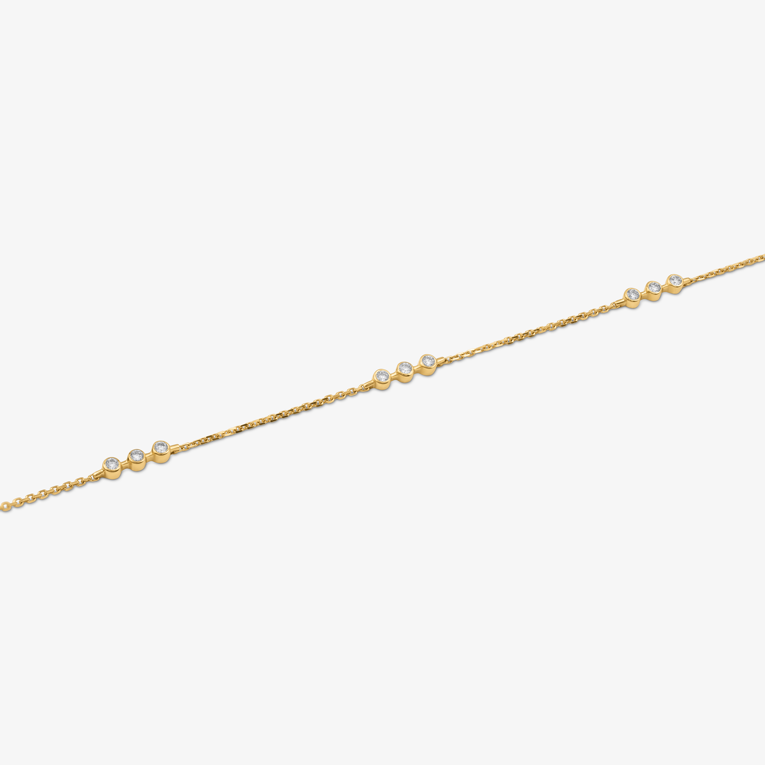 Diamond Station Bracelet In 18K Solid Yellow Gold With Diamonds