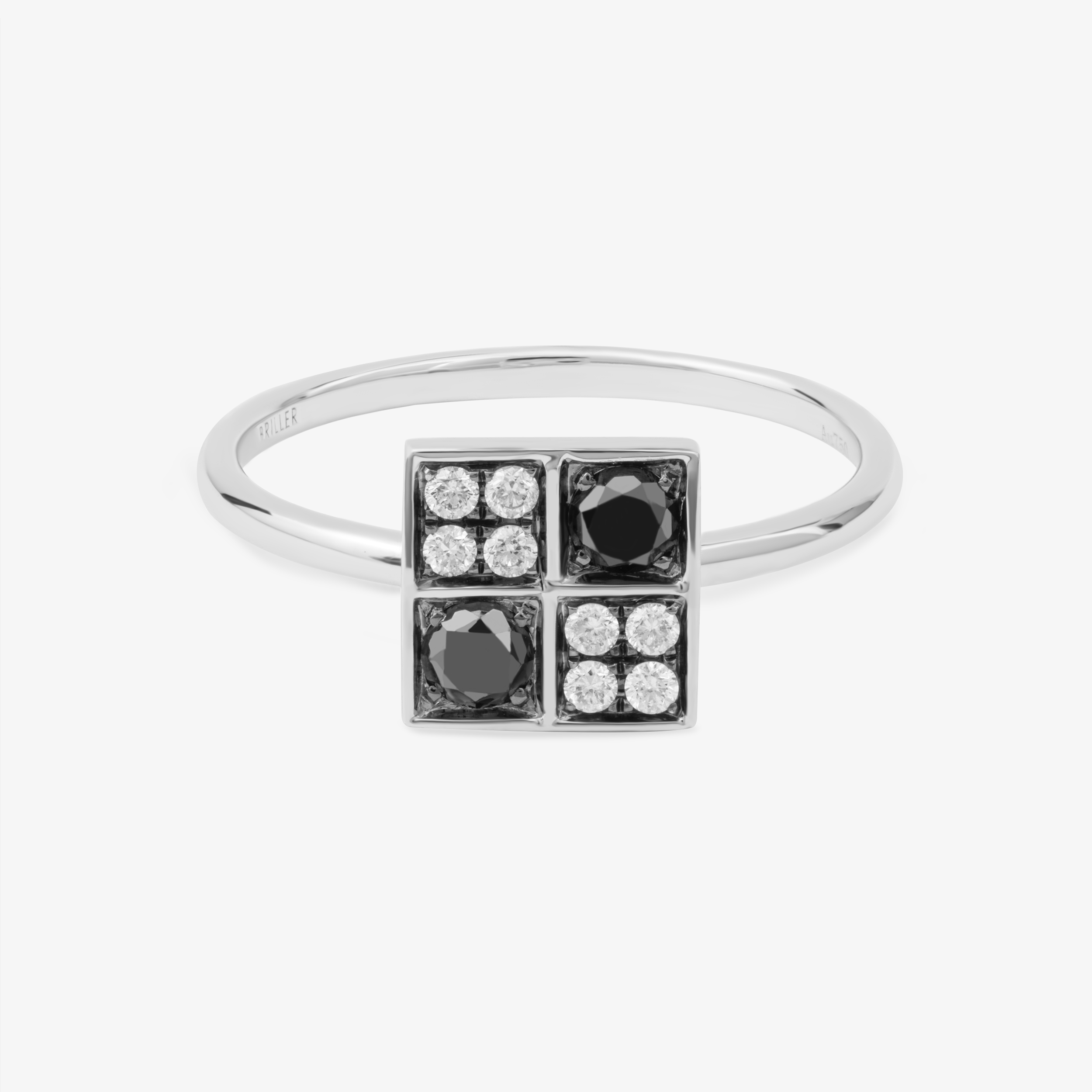 Domino Ring In 18K Solid White Gold With Diamonds