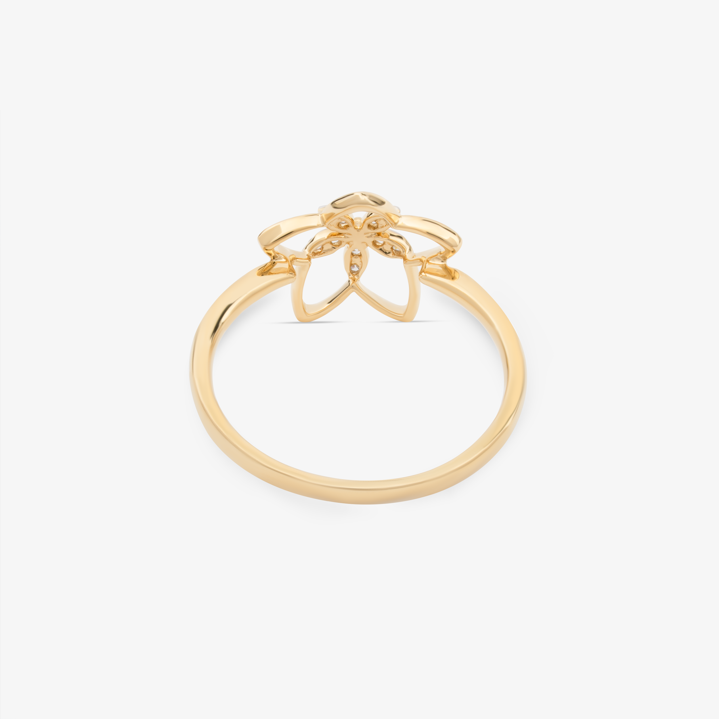 Flower Ring In 18K Solid Yellow Gold With Diamonds
