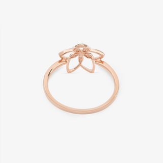 Flower Ring In 18K Solid Rose Gold With Diamonds