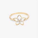 Flower Ring In 18K Solid Yellow Gold With Diamonds