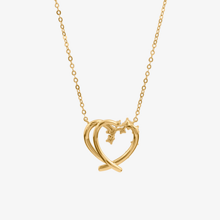 Heart Necklace In 18K Solid Yellow Gold With Diamonds