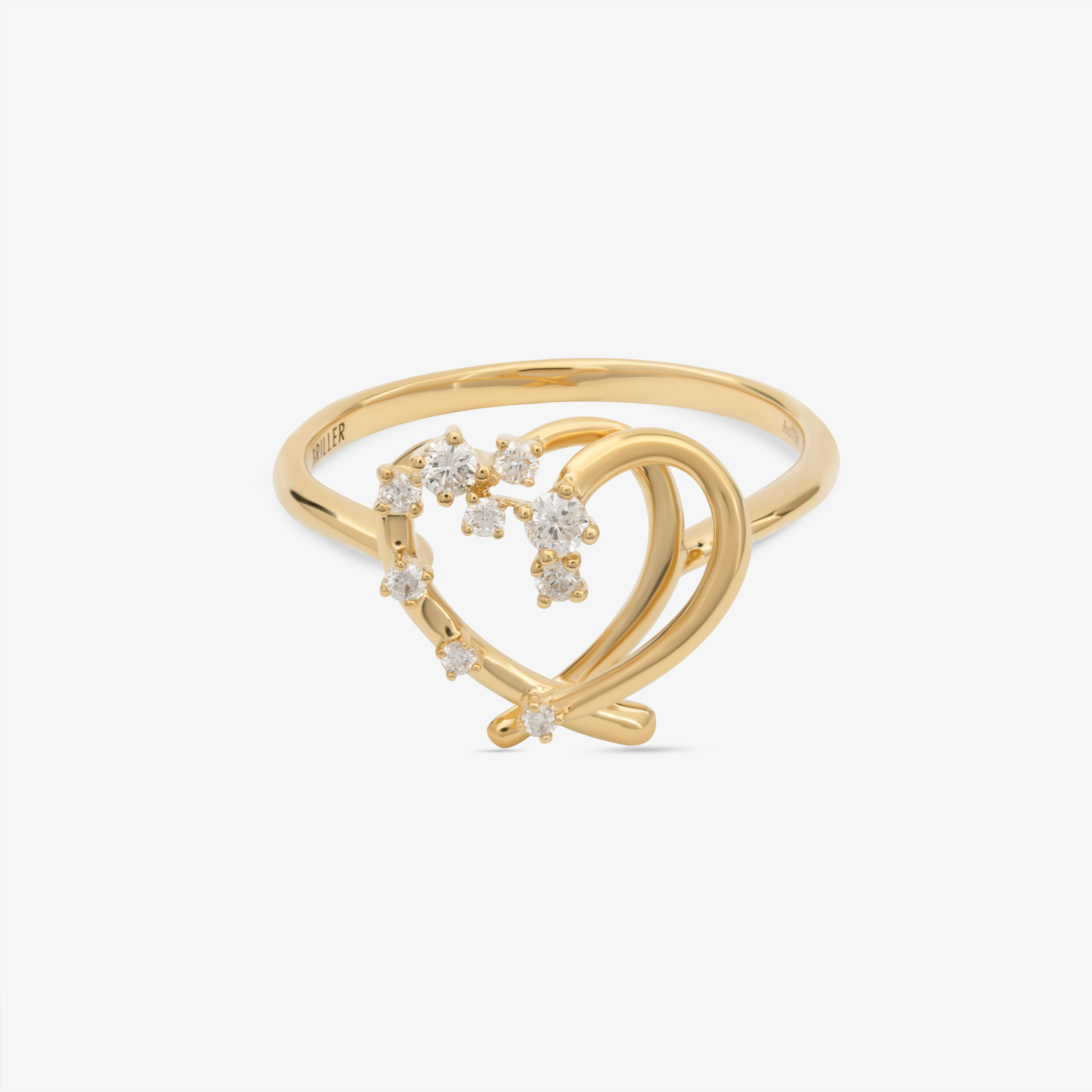 Heart Ring In 18K Solid Yellow Gold With Diamonds