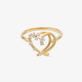 Heart Ring In 18K Solid Yellow Gold With Diamonds