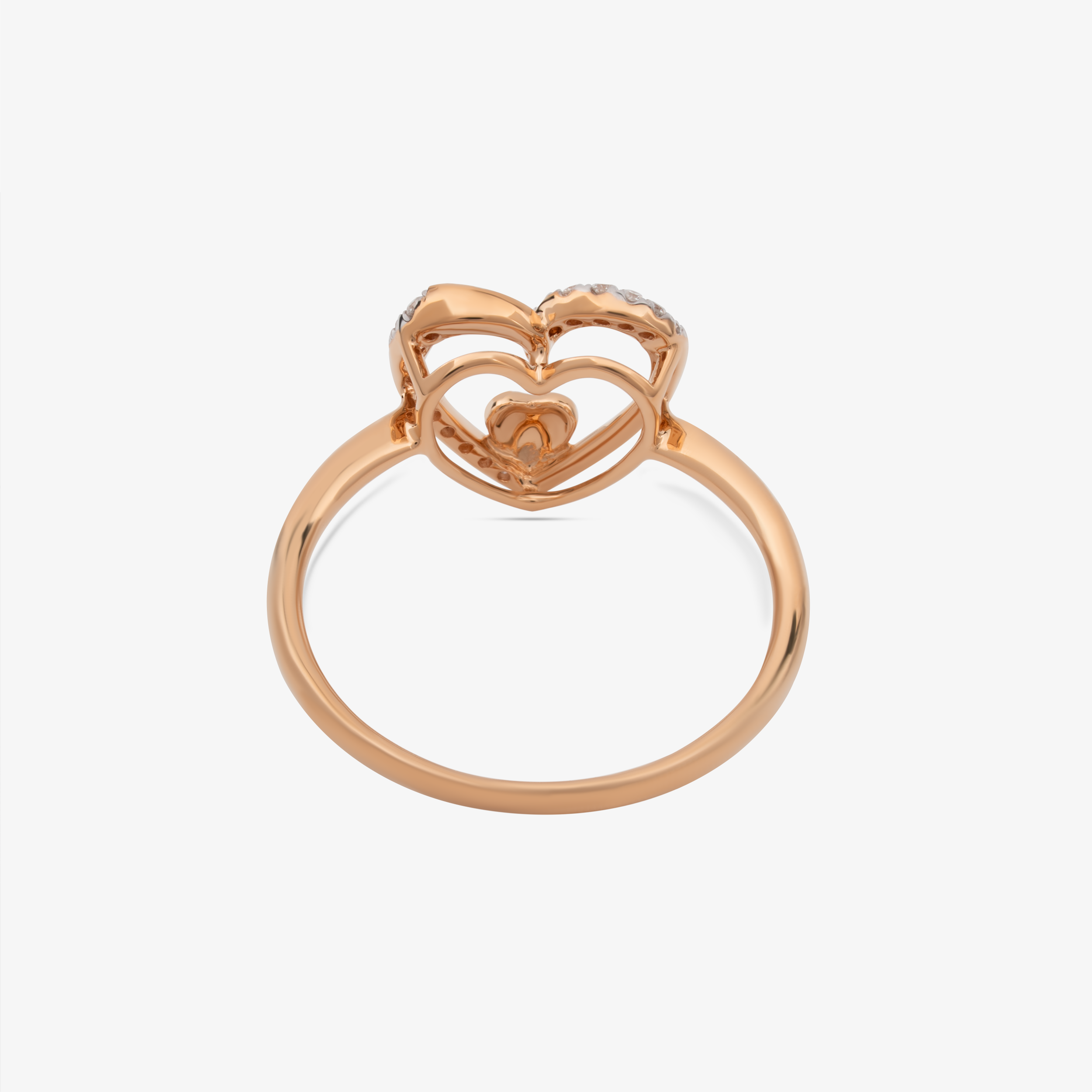 Heart Ring In 18K Solid Rose Gold With Diamonds