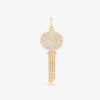 Key Pendant In 14K Solid Yellow Gold With Diamonds