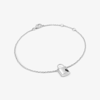 Lock Bracelet In 14K Solid White Gold