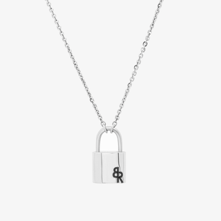 Lock Necklace In 14K Solid White Gold