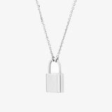 Lock Necklace In 14K Solid White Gold