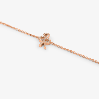 Logo Bracelet In 14K Solid Rose Gold With Diamonds
