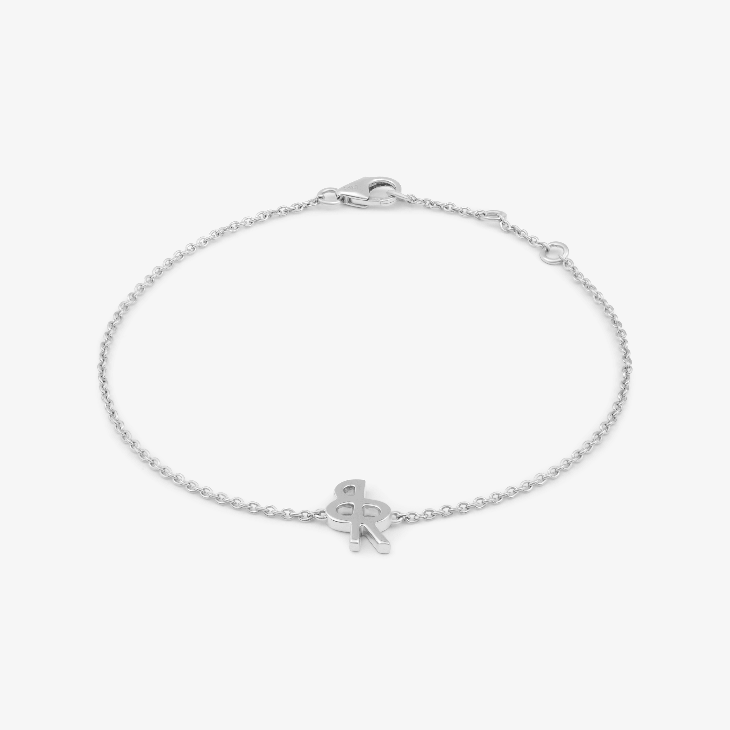 Logo Bracelet In 14K Solid White Gold