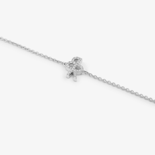 Logo Bracelet In 14K Solid White Gold With Diamonds