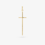 Cross Pendant In 14K Solid Yellow Gold With Diamonds