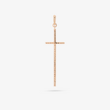 Cross Pendant In 14K Solid Rose Gold With Diamonds
