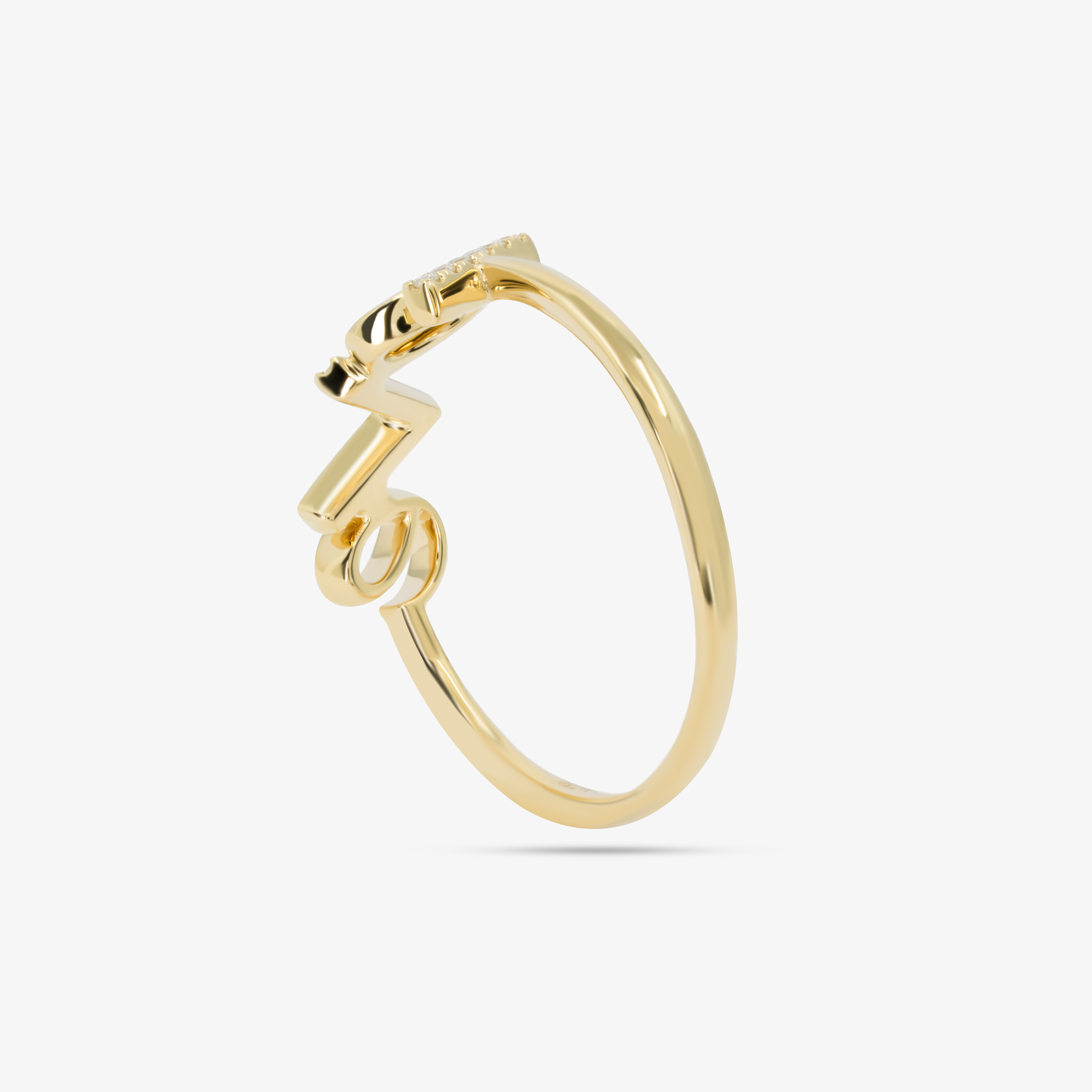 Love Ring In 18K Solid Yellow Gold With Diamonds
