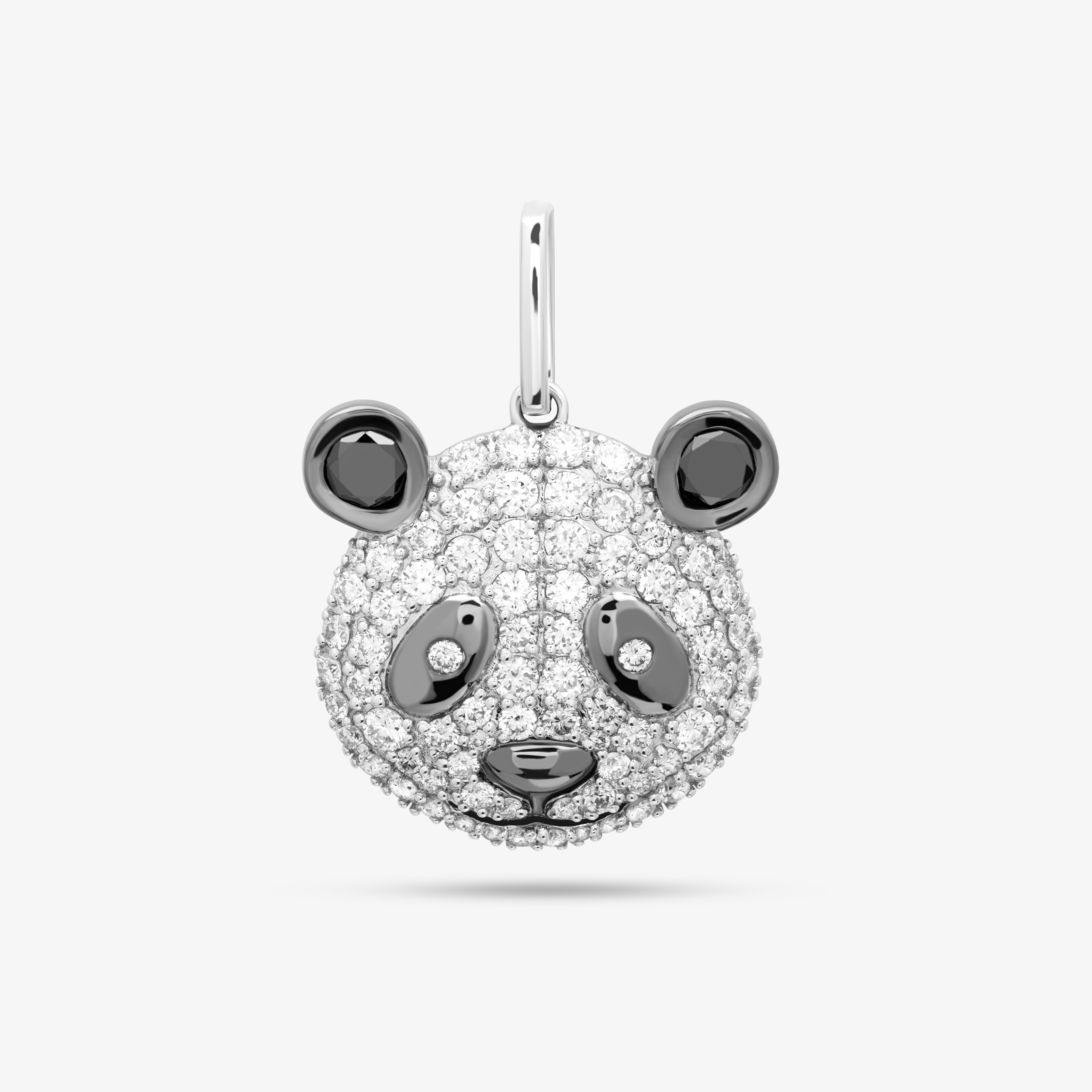Panda Bear Pendant In 14K Solid White Gold With Diamonds